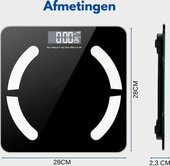 HealthyTech Weegschaal Personenweegschaal - Digitale Weegschaal Met Lichaamsanalyse - 12 Analyses 9 HealthyTech Weegschaal Personenweegschaal - Digitale Weegschaal Met Lichaamsanalyse - 12 Analyses - Afbeelding 7