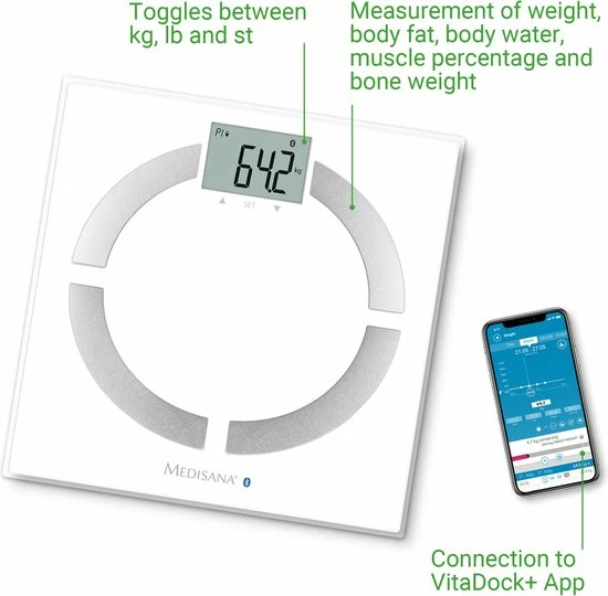 Medisana BS444 Connect - Lichaamsanalyseweegschaal - Wit 10 Medisana BS444 Connect - Lichaamsanalyseweegschaal - Wit - Afbeelding 8