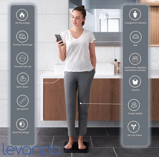 Levanda - Slimme Personen Weegschaal Met Lichaamsanalyse - Digitale Personenweegschaal Met App - Smart Scale Vetpercentage 7 Levanda - Slimme Personen Weegschaal Met Lichaamsanalyse - Digitale Personenweegschaal Met App - Smart Scale Vetpercentage - Afbeelding 5