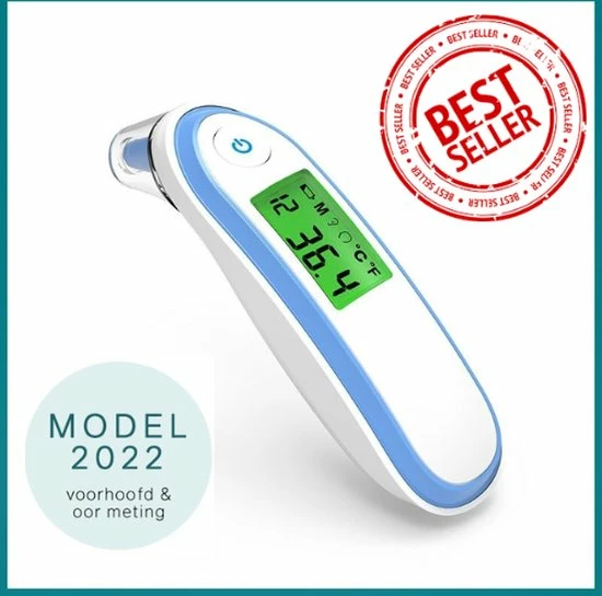 Boxym Infrarood Oorthermometer - Kinderen En Volwassenen - Snelle Meting - Koortsthermometer - Voorhoofd - Blauw 3 Boxym Infrarood Oorthermometer - Kinderen En Volwassenen - Snelle Meting - Koortsthermometer - Voorhoofd - Blauw