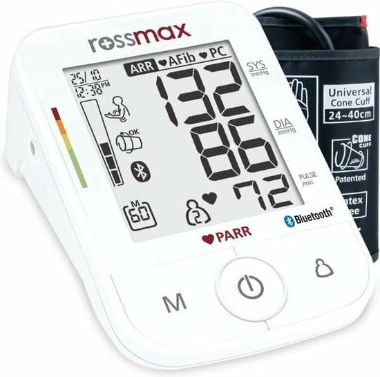 Rossmax X5 BT - Bloeddrukmeter Bovenarm Hartstichting - Klinisch Gevalideerd - Hartslagmeter - Bluetooth - Smartphone App - Onregelmatige Hartslag - AFib En PC Detectie - Geheugen - Gemiddelde Ochtend En Avond - 2 Gebruikers En Gastmodus 4 Rossmax X5 BT - Bloeddrukmeter Bovenarm Hartstichting - Klinisch Gevalideerd - Hartslagmeter - Bluetooth - Smartphone App - Onregelmatige Hartslag - AFib En PC Detectie - Geheugen - Gemiddelde Ochtend En Avond - 2 Gebruikers En Gastmodus - Afbeelding 2