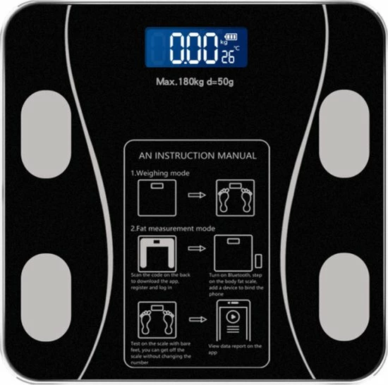 PuroTech Slimme Weegschaal - Lichaamsanalyse & Vetpercentagemeter - Met App - Smart Weegschaal - Zwart - Bluetooth - Personenweegschaal 9 PuroTech Slimme Weegschaal - Lichaamsanalyse & Vetpercentagemeter - Met App - Smart Weegschaal - Zwart - Bluetooth - Personenweegschaal - Afbeelding 7