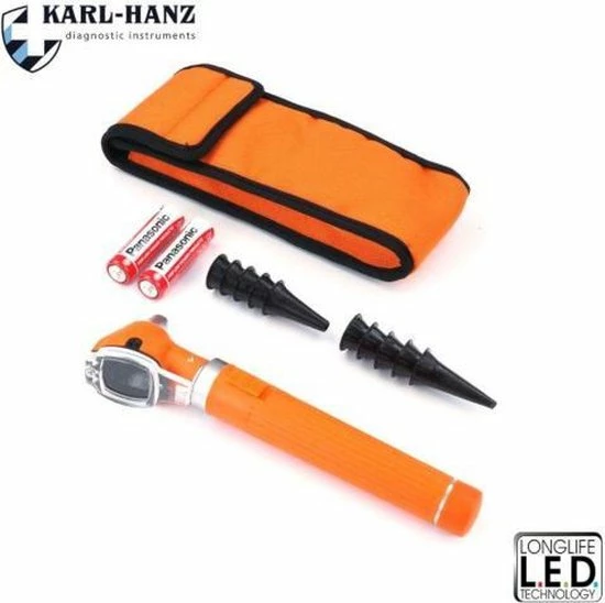 Karl-Hanz Fiber Optic Otoscoop Oranje Met LED Verlichting 3 Karl-Hanz Fiber Optic Otoscoop Oranje Met LED Verlichting