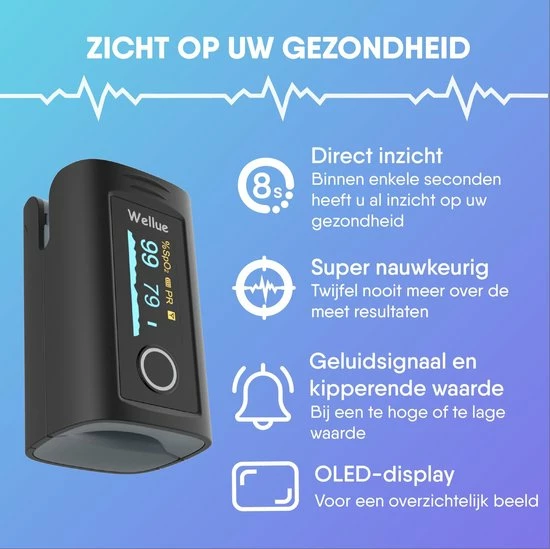 Wellue Saturatie & Thermometer Set - Saturatiemeter - Zuurstofmeter Vinger - Zuurstofmeter - Oximeter - Pulse Oximeter - Saturatiemeter Met Hartslagmeter - Saturatiemeter Best Getest 6 Wellue Saturatie & Thermometer Set - Saturatiemeter - Zuurstofmeter Vinger - Zuurstofmeter - Oximeter - Pulse Oximeter - Saturatiemeter Met Hartslagmeter - Saturatiemeter Best Getest - Afbeelding 4