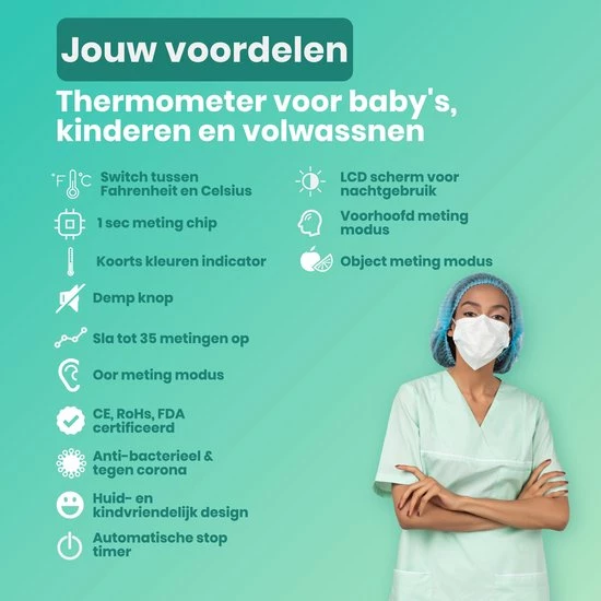 Hillar 4 In 1 Infrarood Thermometer Baby - Oorthermometer - Digitale Thermometer Voorhoofd - Koortsthermometer Oor 4 Hillar 4 In 1 Infrarood Thermometer Baby - Oorthermometer - Digitale Thermometer Voorhoofd - Koortsthermometer Oor - Afbeelding 2