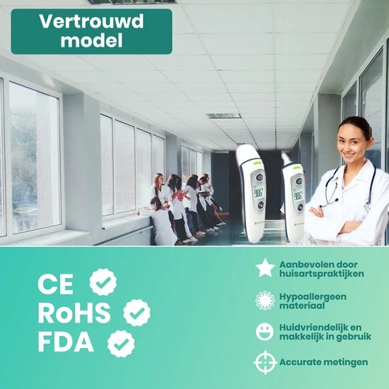 Hillar 4 In 1 Infrarood Thermometer Baby - Oorthermometer - Digitale Thermometer Voorhoofd - Koortsthermometer Oor 6 Hillar 4 In 1 Infrarood Thermometer Baby - Oorthermometer - Digitale Thermometer Voorhoofd - Koortsthermometer Oor - Afbeelding 4