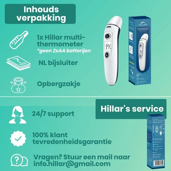 Hillar 4 In 1 Infrarood Thermometer Baby - Oorthermometer - Digitale Thermometer Voorhoofd - Koortsthermometer Oor 9 Hillar 4 In 1 Infrarood Thermometer Baby - Oorthermometer - Digitale Thermometer Voorhoofd - Koortsthermometer Oor - Afbeelding 7