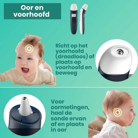 Hillar 4 In 1 Infrarood Thermometer Baby - Oorthermometer - Digitale Thermometer Voorhoofd - Koortsthermometer Oor 10 Hillar 4 In 1 Infrarood Thermometer Baby - Oorthermometer - Digitale Thermometer Voorhoofd - Koortsthermometer Oor - Afbeelding 8