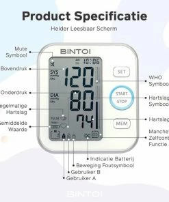 Bintoi? BX200 - Bloeddrukmeter Bovenarm - Hartslagmeter - Incl. Opbergtas En Batterijen - 2 Gebruikers -Yunmai Shop 550x550 126