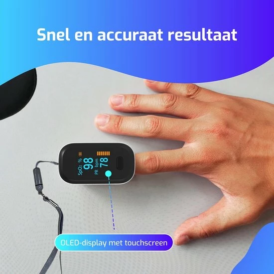 Mikaben Saturatiemeter - Oximeter Met Hartslagmeter - Incl. Draagkoord & Opberghoes - Best Getest - CE Gecertificeerd 7 Mikaben Saturatiemeter - Oximeter Met Hartslagmeter - Incl. Draagkoord & Opberghoes - Best Getest - CE Gecertificeerd - Afbeelding 5