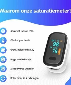 Mikaben Saturatiemeter - Oximeter Met Hartslagmeter - Incl. Draagkoord & Opberghoes - Best Getest - CE Gecertificeerd 13 Mikaben Saturatiemeter - Oximeter Met Hartslagmeter - Incl. Draagkoord & Opberghoes - Best Getest - CE Gecertificeerd -Yunmai Shop 550x550 138