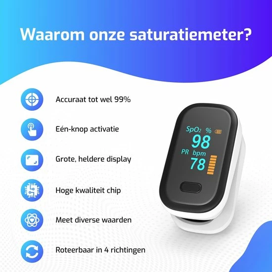 Mikaben Saturatiemeter - Oximeter Met Hartslagmeter - Incl. Draagkoord & Opberghoes - Best Getest - CE Gecertificeerd 8 Mikaben Saturatiemeter - Oximeter Met Hartslagmeter - Incl. Draagkoord & Opberghoes - Best Getest - CE Gecertificeerd - Afbeelding 6