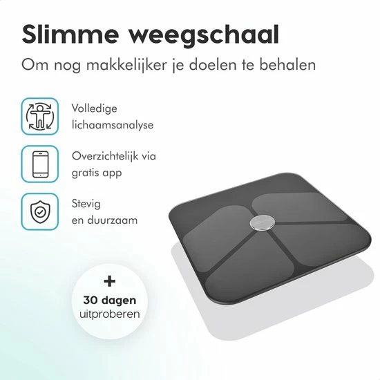 Qumax Slimme Weegschaal Met Lichaamsanalyse - Personenweegschaal Nederlandse App ? Digitale Weegschaal Met 11 Meetfuncties ? Anti-slip - Zwart 6 Qumax Slimme Weegschaal Met Lichaamsanalyse - Personenweegschaal Nederlandse App ? Digitale Weegschaal Met 11 Meetfuncties ? Anti-slip - Zwart - Afbeelding 4