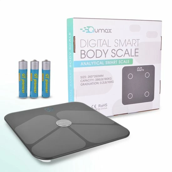Qumax Slimme Weegschaal Met Lichaamsanalyse - Personenweegschaal Nederlandse App ? Digitale Weegschaal Met 11 Meetfuncties ? Anti-slip - Zwart 9 Qumax Slimme Weegschaal Met Lichaamsanalyse - Personenweegschaal Nederlandse App ? Digitale Weegschaal Met 11 Meetfuncties ? Anti-slip - Zwart - Afbeelding 7