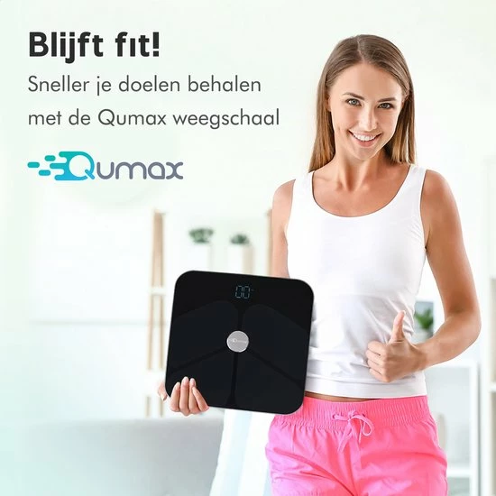 Qumax Slimme Weegschaal Met Lichaamsanalyse - Personenweegschaal Nederlandse App ? Digitale Weegschaal Met 11 Meetfuncties ? Anti-slip - Zwart 10 Qumax Slimme Weegschaal Met Lichaamsanalyse - Personenweegschaal Nederlandse App ? Digitale Weegschaal Met 11 Meetfuncties ? Anti-slip - Zwart - Afbeelding 8