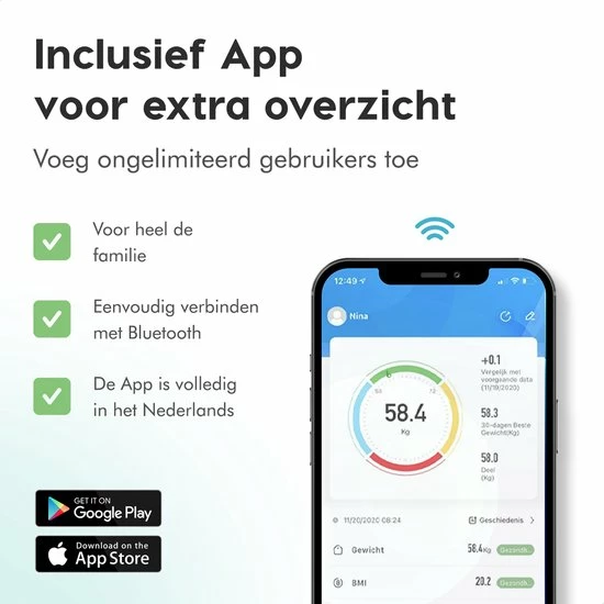 Qumax Slimme Weegschaal Met Lichaamsanalyse - Personenweegschaal Nederlandse App ? Digitale Weegschaal Met 11 Meetfuncties ? Anti-slip - Zwart 14 Qumax Slimme Weegschaal Met Lichaamsanalyse - Personenweegschaal Nederlandse App ? Digitale Weegschaal Met 11 Meetfuncties ? Anti-slip - Zwart - Afbeelding 12