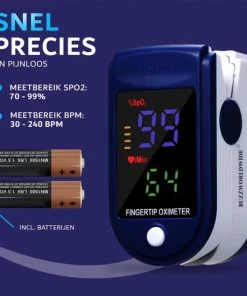 Buzzworldwide- Zuurstof Saturatie Meter Inclusief Batterijen - Realtime Hartslag Meting - Best Getest - Zuurstofmeter Vinger - Digitale Vingertop Pulse Oximeter - Hartslagmeter - Medische Hulpmiddel - CE + FAGG Gekeurd - Blackfriday -Yunmai Shop 550x550 237