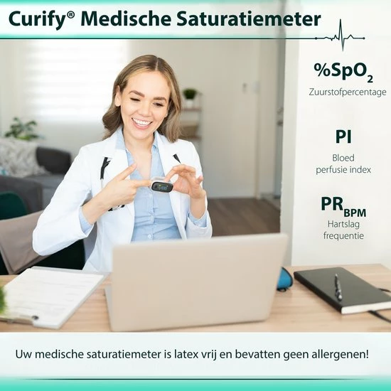 Curify? Medische Saturatiemeter - Zuurstofmeter Vinger Inclusief Hartslagmeter - Pulse Oximeter Met PI Functie 8 Curify? Medische Saturatiemeter - Zuurstofmeter Vinger Inclusief Hartslagmeter - Pulse Oximeter Met PI Functie - Afbeelding 6