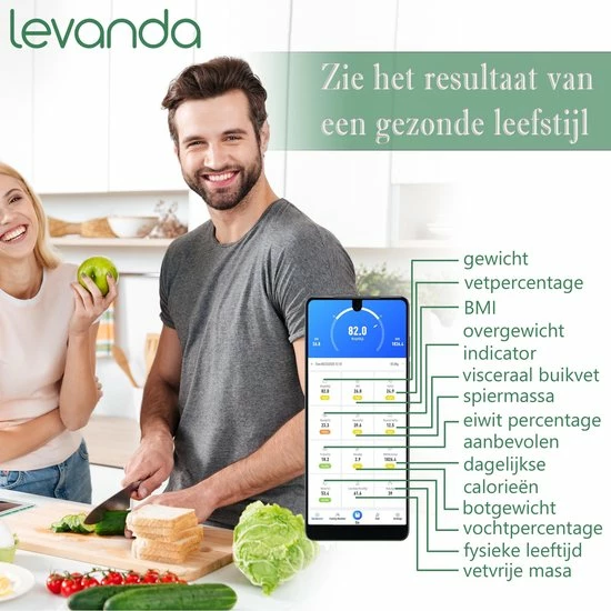 Levanda - Slimme Personen Weegschaal Met Lichaamsanalyse - Digitale Personenweegschaal Met App - Smart Scale Vetpercentage 8 Levanda - Slimme Personen Weegschaal Met Lichaamsanalyse - Digitale Personenweegschaal Met App - Smart Scale Vetpercentage - Afbeelding 6