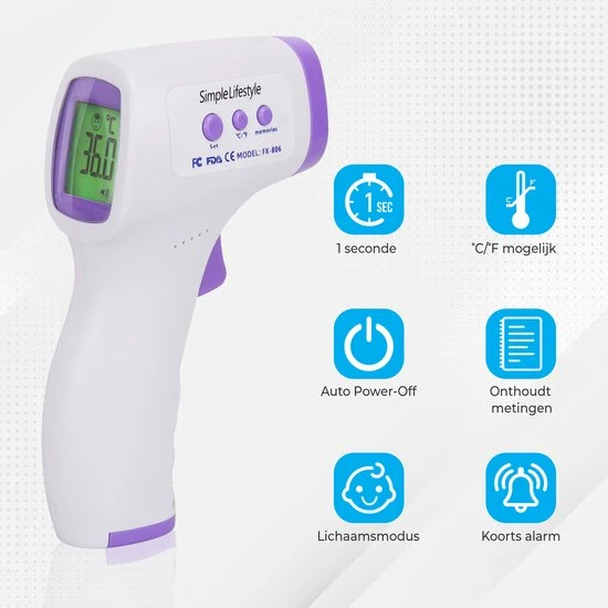 Simple Lifestyle? Infrarood Thermometer - Gecertificeerd - Contactloos 6 Simple Lifestyle? Infrarood Thermometer - Gecertificeerd - Contactloos - Afbeelding 4