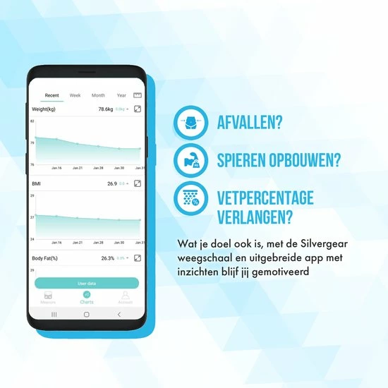 Silvergear Slimme Pro Weegschaal Met Handvat - 14 Meetfuncties En Analyse App - 8 Sensoren - Professionele Sportschool Smart Scale - Bio Impedantie Meting - Onderlichaam ?n Bovenlichaam Metingen - Wit 8 Silvergear Slimme Pro Weegschaal Met Handvat - 14 Meetfuncties En Analyse App - 8 Sensoren - Professionele Sportschool Smart Scale - Bio Impedantie Meting - Onderlichaam ?n Bovenlichaam Metingen - Wit - Afbeelding 6