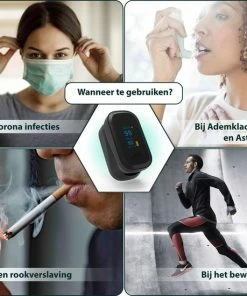 Curify? Medische Saturatiemeter - Zuurstofmeter Vinger Inclusief Hartslagmeter - Pulse Oximeter Met PI Functie -Yunmai Shop 550x550 383