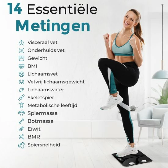 E.volve Slimme Weegschaal - 14x Lichaamsanalyse O.a. Vetpercentage - Digitale Personenweegschaal Met App 5 E.volve Slimme Weegschaal - 14x Lichaamsanalyse O.a. Vetpercentage - Digitale Personenweegschaal Met App - Afbeelding 3