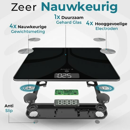 E.volve Slimme Weegschaal - 14x Lichaamsanalyse O.a. Vetpercentage - Digitale Personenweegschaal Met App 7 E.volve Slimme Weegschaal - 14x Lichaamsanalyse O.a. Vetpercentage - Digitale Personenweegschaal Met App - Afbeelding 5