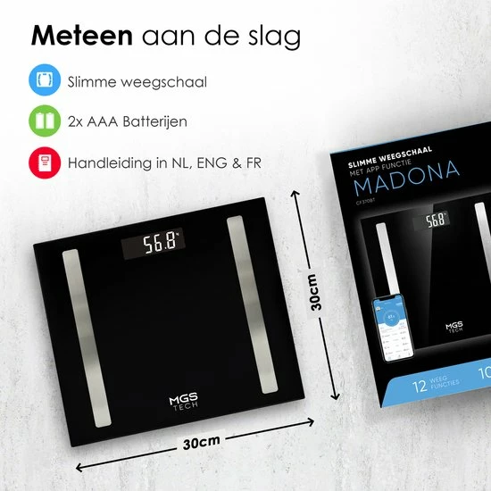 MGS Tech Slimme Personenweegschaal Met Volledig Lichaamsanalyse En Vetpercentage - Digitale Bluetooth Weegschaal Met App - Beste Koop 13 MGS Tech Slimme Personenweegschaal Met Volledig Lichaamsanalyse En Vetpercentage - Digitale Bluetooth Weegschaal Met App - Beste Koop - Afbeelding 11