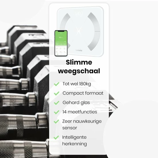 Formilo - Personenweegschaal Met Lichaamsanalyse - Met App - Digitaal - Wit 5 Formilo - Personenweegschaal Met Lichaamsanalyse - Met App - Digitaal - Wit - Afbeelding 3