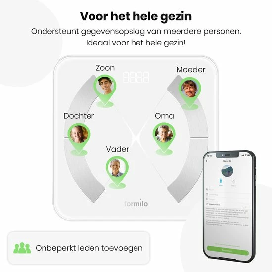 Formilo - Personenweegschaal Met Lichaamsanalyse - Met App - Digitaal - Wit 9 Formilo - Personenweegschaal Met Lichaamsanalyse - Met App - Digitaal - Wit - Afbeelding 7