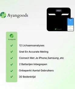 Ayangoods Slimme Weegschaal ? Personenweegschaal Beste Koop ? 12x Lichaamsanalyse O.a. Vetpercentage, BMI - Met App ? Digitale Weegschaal Personen ? Weegschaal Analoog ? Sport Weegschaal ? Fitness Weegschaal 14 Ayangoods Slimme Weegschaal ? Personenweegschaal Beste Koop ? 12x Lichaamsanalyse O.a. Vetpercentage, BMI - Met App ? Digitale Weegschaal Personen ? Weegschaal Analoog ? Sport Weegschaal ? Fitness Weegschaal -Yunmai Shop 550x550 505