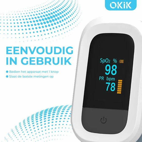 Okik Luxe Saturatiemeter Met Hartslagmeter ? Zuurstofmeter Vinger ? Pulse Oximeter 8 Okik Luxe Saturatiemeter Met Hartslagmeter ? Zuurstofmeter Vinger ? Pulse Oximeter - Afbeelding 6