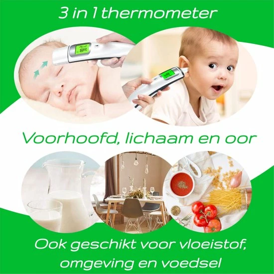 Monati 3 In 1 Infrarood Koortsthermometer - Nauwkeurige Meting Van Lichaam, Voorhoofd, Oor En Binnen - Voor Volwassenen En Baby's 4 Monati 3 In 1 Infrarood Koortsthermometer - Nauwkeurige Meting Van Lichaam, Voorhoofd, Oor En Binnen - Voor Volwassenen En Baby's - Afbeelding 2