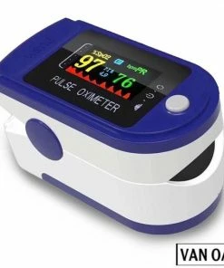 Merkloos Zuurstof- Hartslagmeter - Saturatiemeter - Blauw Wit