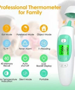 MohSo Koortsthermometer | Infrarood Koortsthermometer | Infrarood Thermometer | Infrarood Temperatuurmeter | Verlicht Display | Automatisch Standby | Geheugen Voor 40 Sets | Meet Binnen 2 Sec. | Nauwkeurig Contactloze Thermometer