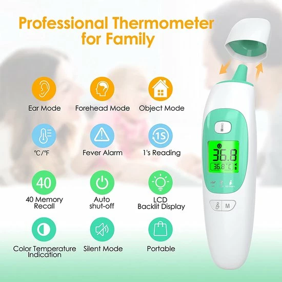 MohSo Koortsthermometer | Infrarood Koortsthermometer | Infrarood Thermometer | Infrarood Temperatuurmeter | Verlicht Display | Automatisch Standby | Geheugen Voor 40 Sets | Meet Binnen 2 Sec. | Nauwkeurig Contactloze Thermometer 3 MohSo Koortsthermometer | Infrarood Koortsthermometer | Infrarood Thermometer | Infrarood Temperatuurmeter | Verlicht Display | Automatisch Standby | Geheugen Voor 40 Sets | Meet Binnen 2 Sec. | Nauwkeurig Contactloze Thermometer