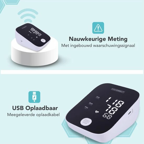 KIMO DIRECT Bloeddrukmeter - Automatisch - Bloeddrukmeter Bovenarm - Hartslagmeter - Nauwkeurige Meting - Groot Scherm 6 KIMO DIRECT Bloeddrukmeter - Automatisch - Bloeddrukmeter Bovenarm - Hartslagmeter - Nauwkeurige Meting - Groot Scherm - Afbeelding 4