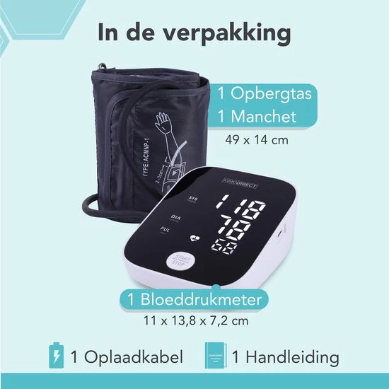KIMO DIRECT Bloeddrukmeter - Automatisch - Bloeddrukmeter Bovenarm - Hartslagmeter - Nauwkeurige Meting - Groot Scherm 7 KIMO DIRECT Bloeddrukmeter - Automatisch - Bloeddrukmeter Bovenarm - Hartslagmeter - Nauwkeurige Meting - Groot Scherm - Afbeelding 5