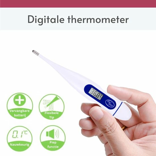 Sunlife Digitale Thermometer Flexibele Soft Tip - Lichaam - Koortsthermometer Baby - Staafthermometer Volwassenen - Rectaal - Lichaamsthermometer - Oorthermometer 4 Sunlife Digitale Thermometer Flexibele Soft Tip - Lichaam - Koortsthermometer Baby - Staafthermometer Volwassenen - Rectaal - Lichaamsthermometer - Oorthermometer - Afbeelding 2