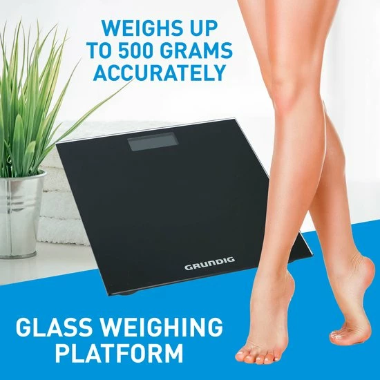 Grundig Weegschaal - Digitale Personenweegschaal - 50 Gram Nauwkeurig - 2 Tot 180 Kilo - Zwart 6 Grundig Weegschaal - Digitale Personenweegschaal - 50 Gram Nauwkeurig - 2 Tot 180 Kilo - Zwart - Afbeelding 4