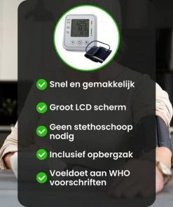 VERK GROUP Nauwkeurige Bloeddrukmeter Bovenarm - Elektrische Bloeddrukmeter En Haarstlagmeter In Een - Met LCD Scherm - Meet Volgens WHO Norm - Geheugenfunctie - Compact - Gratis Opbergtasje -Yunmai Shop 550x550 833