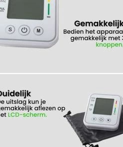 VERK GROUP Nauwkeurige Bloeddrukmeter Bovenarm - Elektrische Bloeddrukmeter En Haarstlagmeter In Een - Met LCD Scherm - Meet Volgens WHO Norm - Geheugenfunctie - Compact - Gratis Opbergtasje -Yunmai Shop 550x550 835