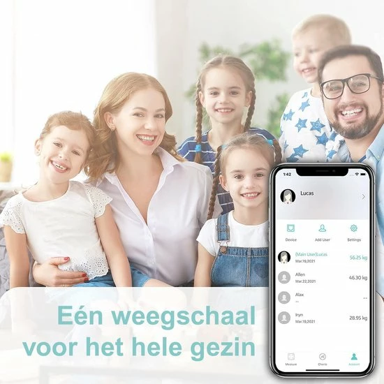 O'dor® Bluetooth Personenweegschaal - Weegschaal - Digitale Lichaamsanalyse - Meet Hartslag, Gewicht, Lichaamsvet, Spiermassa, BMI, Botmassa En Vetpercentage - Wit 10 O'dor® Bluetooth Personenweegschaal - Weegschaal - Digitale Lichaamsanalyse - Meet Hartslag, Gewicht, Lichaamsvet, Spiermassa, BMI, Botmassa En Vetpercentage - Wit - Afbeelding 8