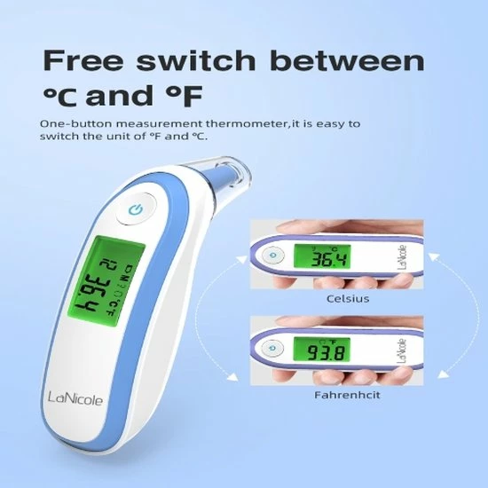 LaNicole?-Infrarood-oor-voorhoofd-thermometer-Groen-koorts-lichaamstemperatuur-baby-kind-volwassen 6 LaNicole?-Infrarood-oor-voorhoofd-thermometer-Groen-koorts-lichaamstemperatuur-baby-kind-volwassen - Afbeelding 4