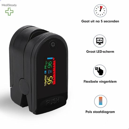 Medi Steady? Saturatiemeter - Zwart - Oximeter - Zuurstofmeter - Saturatiemeter Zuurstofmeter Vinger - Zuurstofmeter Met Hartslagmeter - Saturatiemeter Met Hartslagmeter - Saturatiemeter Best Getest - Saturatie - Saturatiemeters -Inclusief Batterijen 9 Medi Steady? Saturatiemeter - Zwart - Oximeter - Zuurstofmeter - Saturatiemeter Zuurstofmeter Vinger - Zuurstofmeter Met Hartslagmeter - Saturatiemeter Met Hartslagmeter - Saturatiemeter Best Getest - Saturatie - Saturatiemeters -Inclusief Batterijen - Afbeelding 7