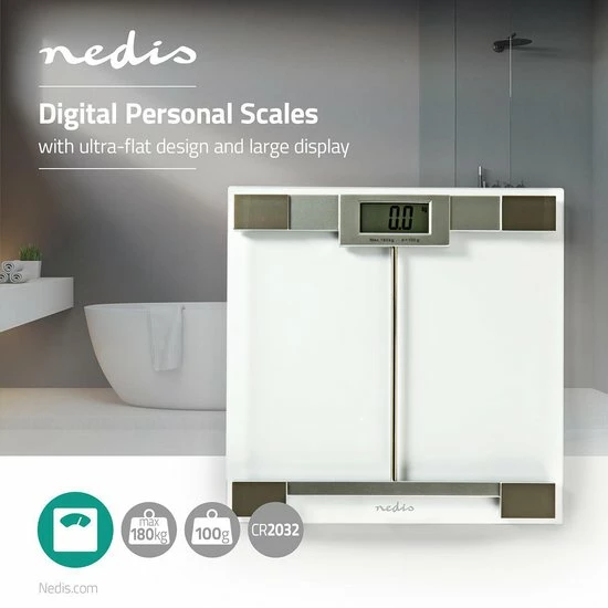 Nedis Personenweegschaal | Digitaal | Transparant | Gehard Glas | Maximaal Weegvermogen: 180 Kg 3 Nedis Personenweegschaal | Digitaal | Transparant | Gehard Glas | Maximaal Weegvermogen: 180 Kg
