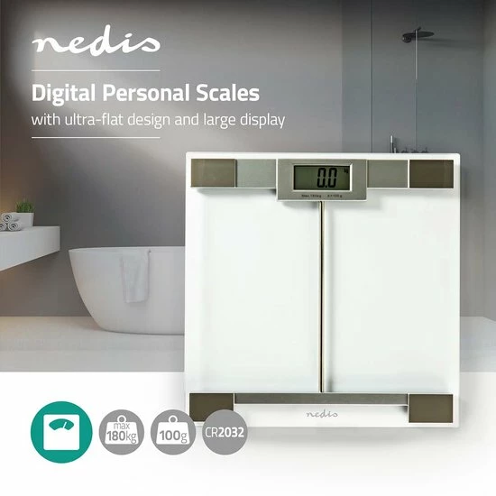 Nedis Personenweegschaal | Digitaal | Transparant | Gehard Glas | Maximaal Weegvermogen: 180 Kg 14 Nedis Personenweegschaal | Digitaal | Transparant | Gehard Glas | Maximaal Weegvermogen: 180 Kg - Afbeelding 12