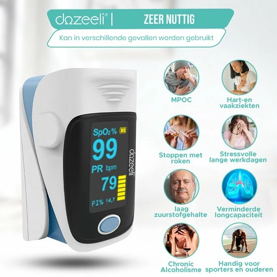 Dozeeli? Saturatiemeter Zuurstofmeter Vinger - Oximeter - FAGG Medische Kwalificatie En Inspectie + CE - NL Handleiding - Opberghoes Koord + Panasonic Batteijen - Blauw 7 Dozeeli? Saturatiemeter Zuurstofmeter Vinger - Oximeter - FAGG Medische Kwalificatie En Inspectie + CE - NL Handleiding - Opberghoes Koord + Panasonic Batteijen - Blauw - Afbeelding 5