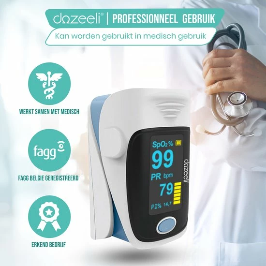 Dozeeli? Saturatiemeter Zuurstofmeter Vinger - Oximeter - FAGG Medische Kwalificatie En Inspectie + CE - NL Handleiding - Opberghoes Koord + Panasonic Batteijen - Blauw 8 Dozeeli? Saturatiemeter Zuurstofmeter Vinger - Oximeter - FAGG Medische Kwalificatie En Inspectie + CE - NL Handleiding - Opberghoes Koord + Panasonic Batteijen - Blauw - Afbeelding 6